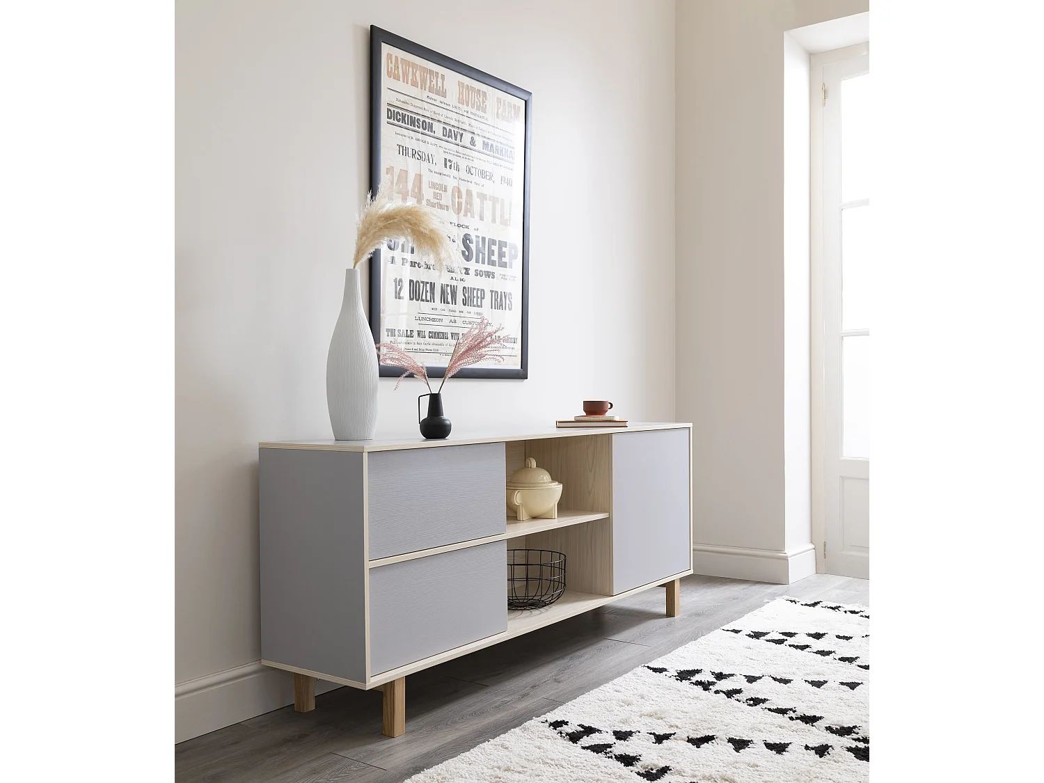 Noa & Nani Järstorp Sideboard in Grey & Oak Finish