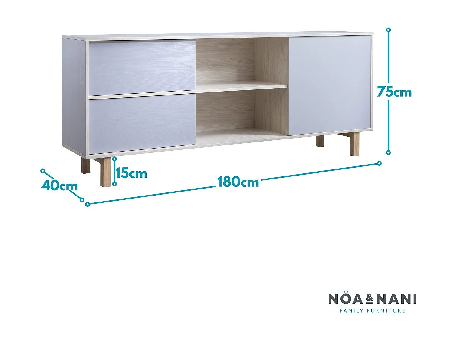 Noa & Nani Järstorp Sideboard in Grey & Oak Finish