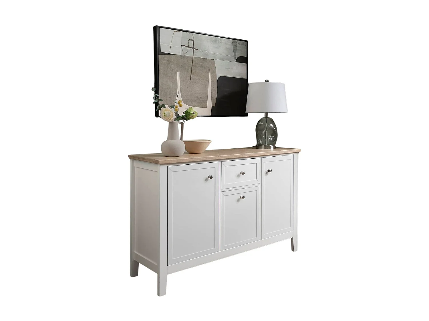 Noa & Nani Leines Sideboard with Drawers in White & Oak