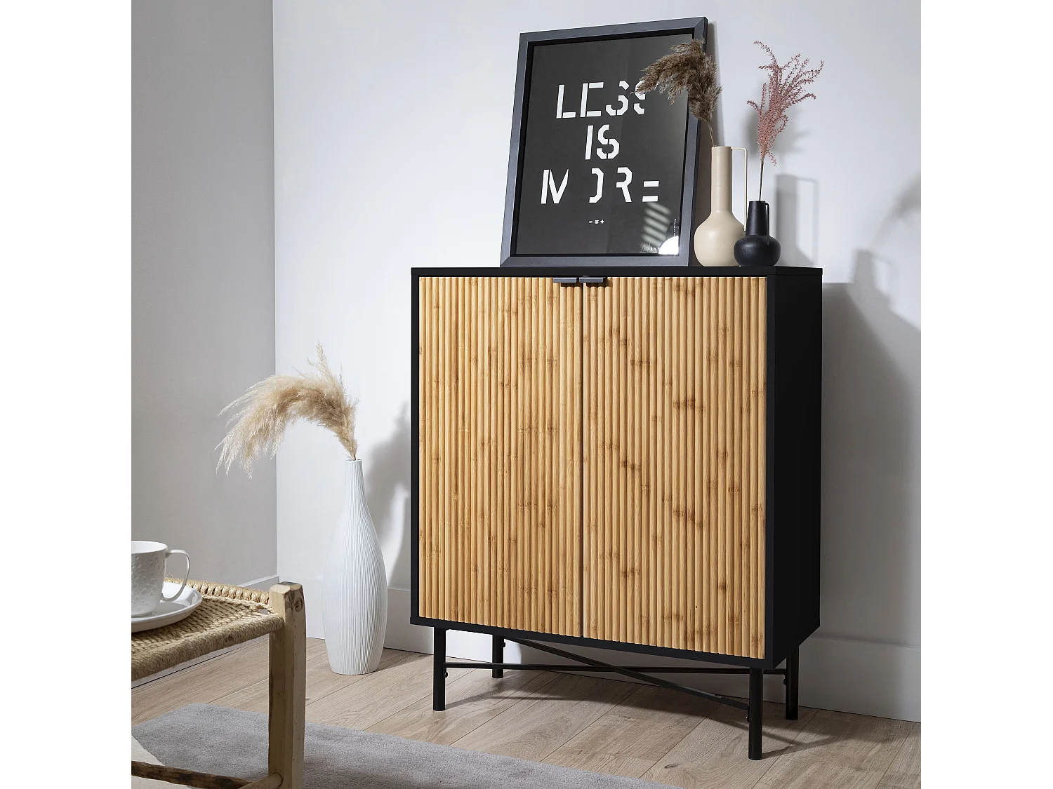 Noa & Nani Rokstorp Sideboard with Bamboo Style Doors in Black