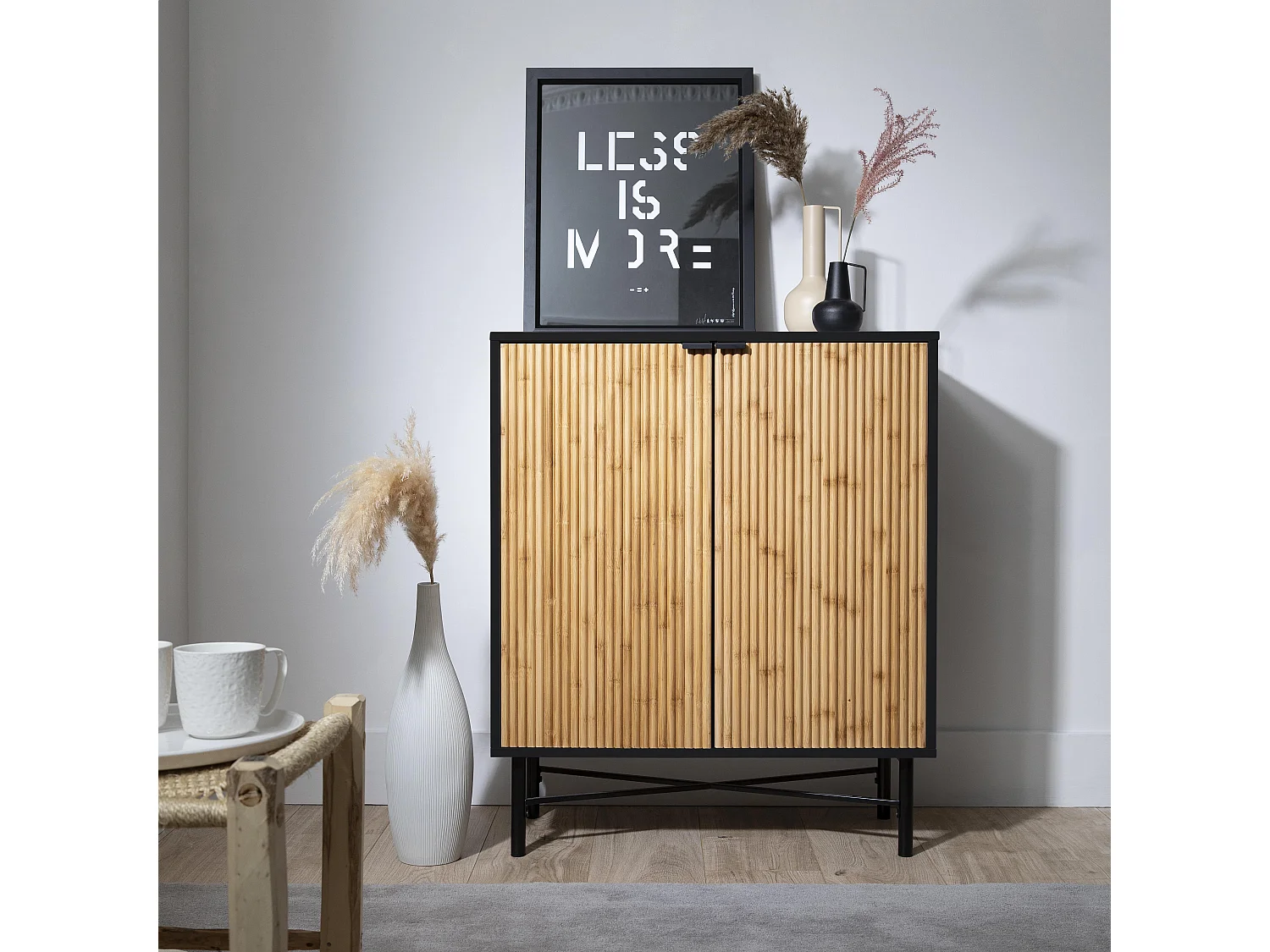 Noa & Nani Rokstorp Sideboard with Bamboo Style Doors in Black