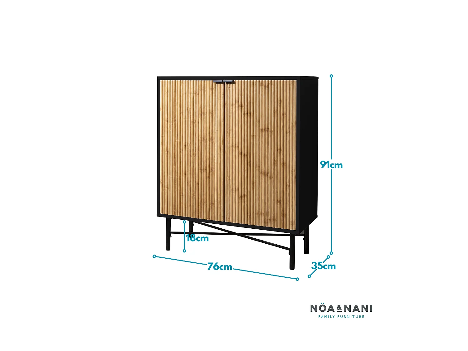 Noa & Nani Rokstorp Sideboard with Bamboo Style Doors in Black