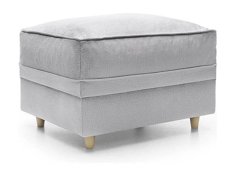 Chicago Velvet Footstool in Light Grey