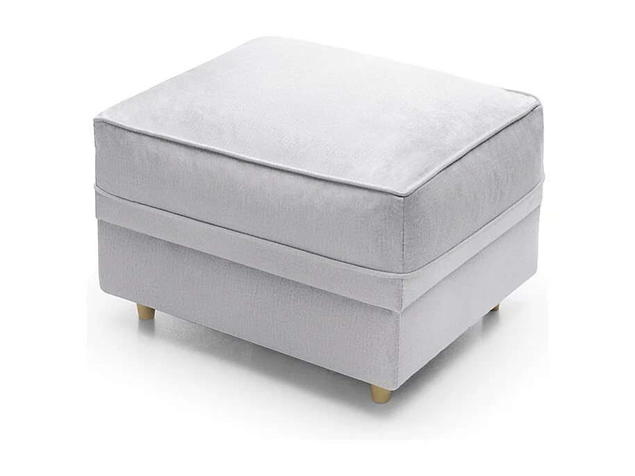 Chicago Velvet Footstool in Light Grey