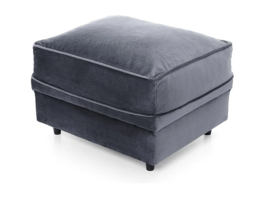Chicago Velvet Footstool in Dark Grey