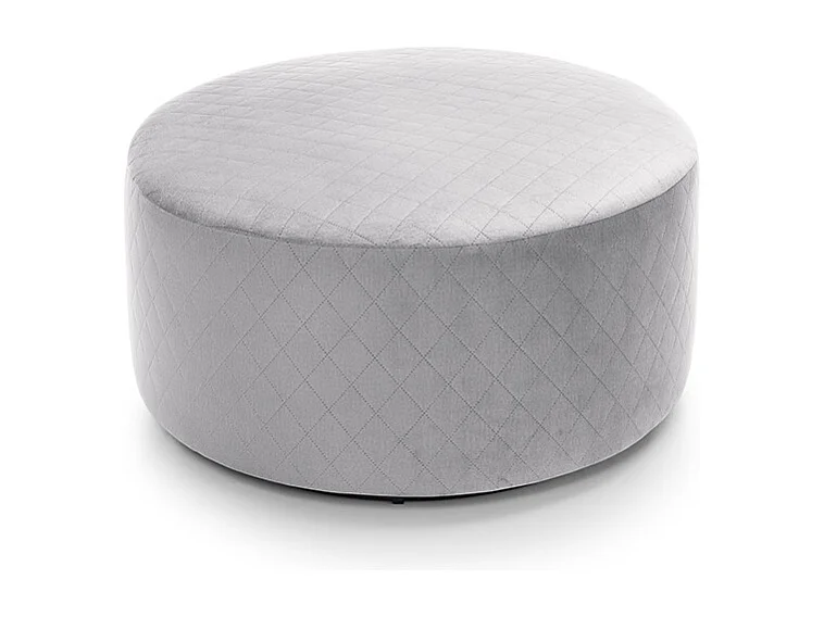 Chicago Velvet Quilted Swivel Footstool in Light Grey