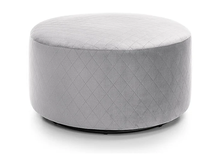 Chicago Velvet Quilted Swivel Footstool in Light Grey
