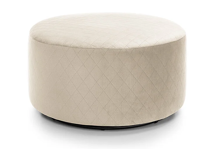 Chicago Velvet Quilted Swivel Footstool in Cream