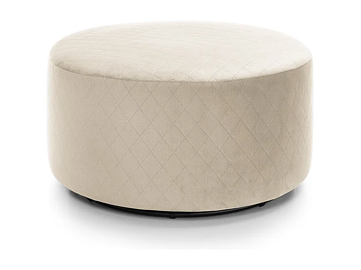 Chicago Velvet Quilted Swivel Footstool in Cream