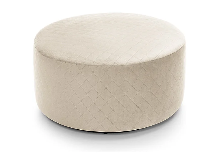 Chicago Velvet Quilted Swivel Footstool in Cream