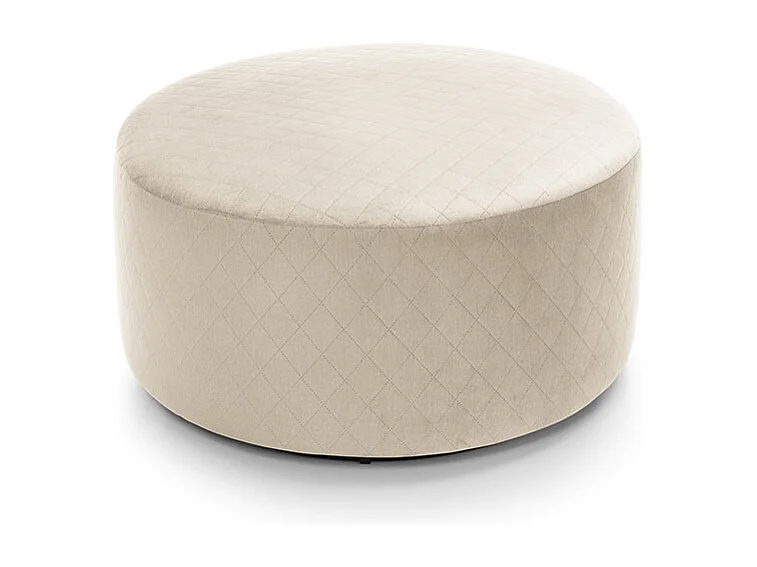 Chicago Velvet Quilted Swivel Footstool in Cream