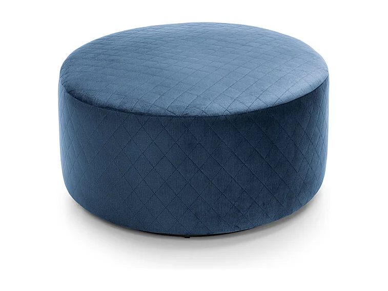 Chicago Velvet Quilted Swivel Footstool in Dark Blue