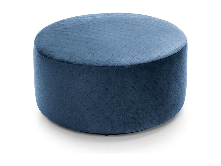 Chicago Velvet Quilted Swivel Footstool in Dark Blue