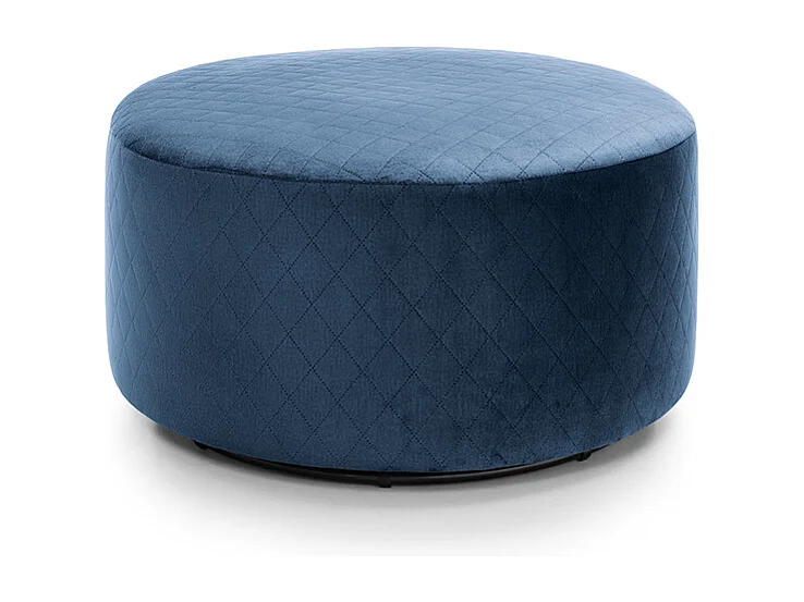 Chicago Velvet Quilted Swivel Footstool in Dark Blue