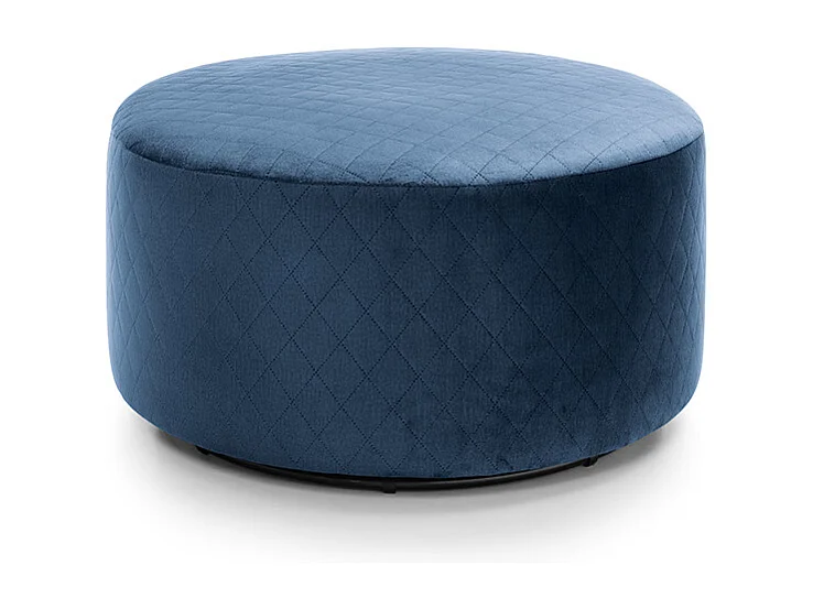 Chicago Velvet Quilted Swivel Footstool in Dark Blue
