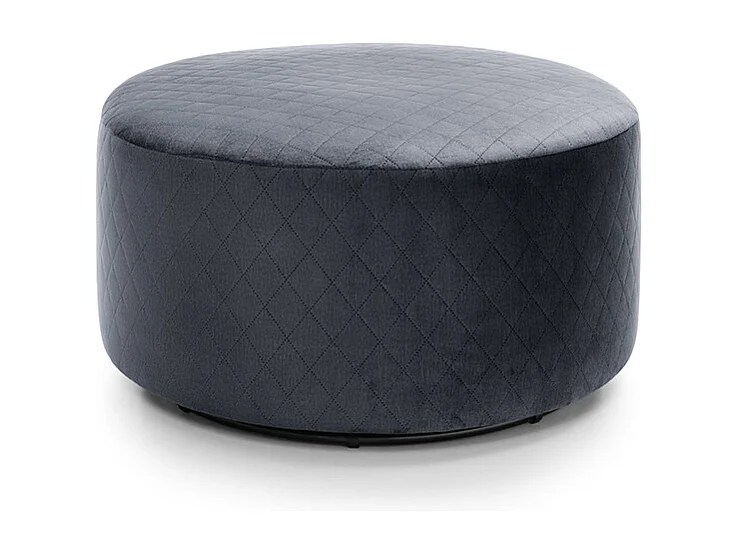 Chicago Velvet Quilted Swivel Footstool in Dark Grey