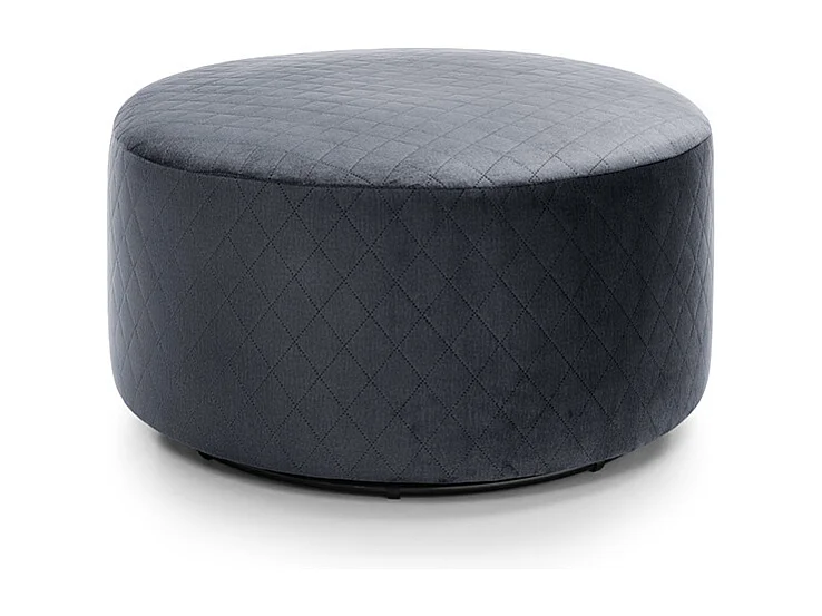 Chicago Velvet Quilted Swivel Footstool in Dark Grey