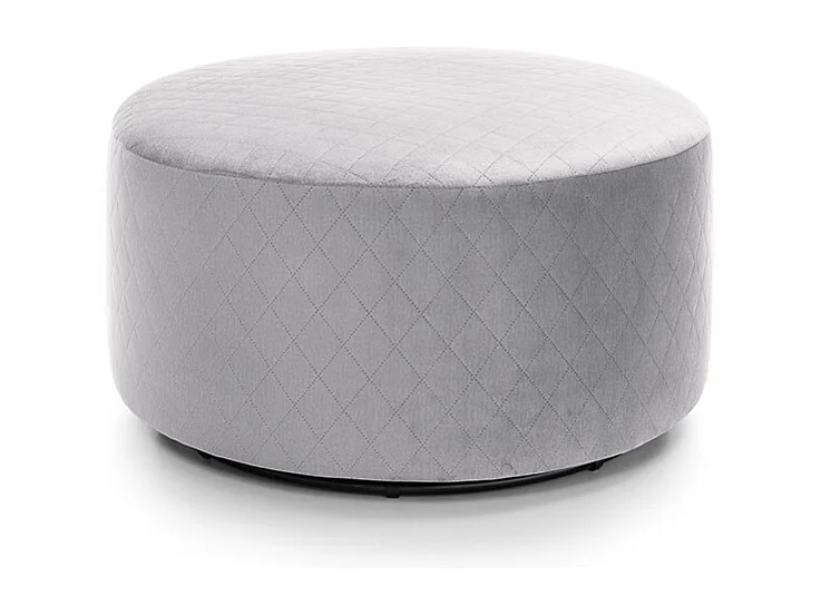 Chicago Velvet Swivel Footstool in Light Grey