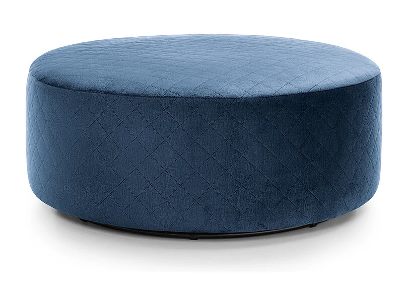 Chicago Velvet Large Quilted Swivel Footstool in Dark Blue