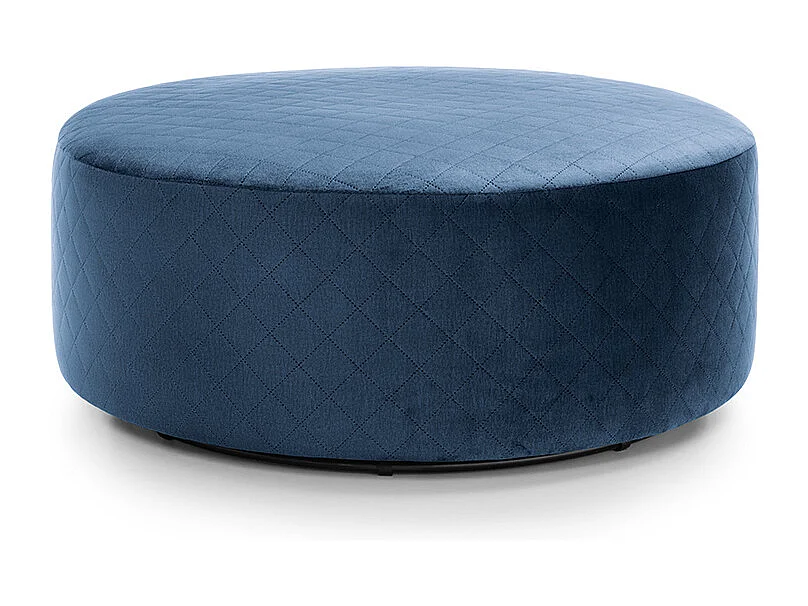 Chicago Velvet Large Quilted Swivel Footstool in Dark Blue