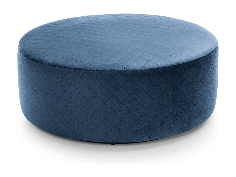 Chicago Velvet Large Quilted Swivel Footstool in Dark Blue