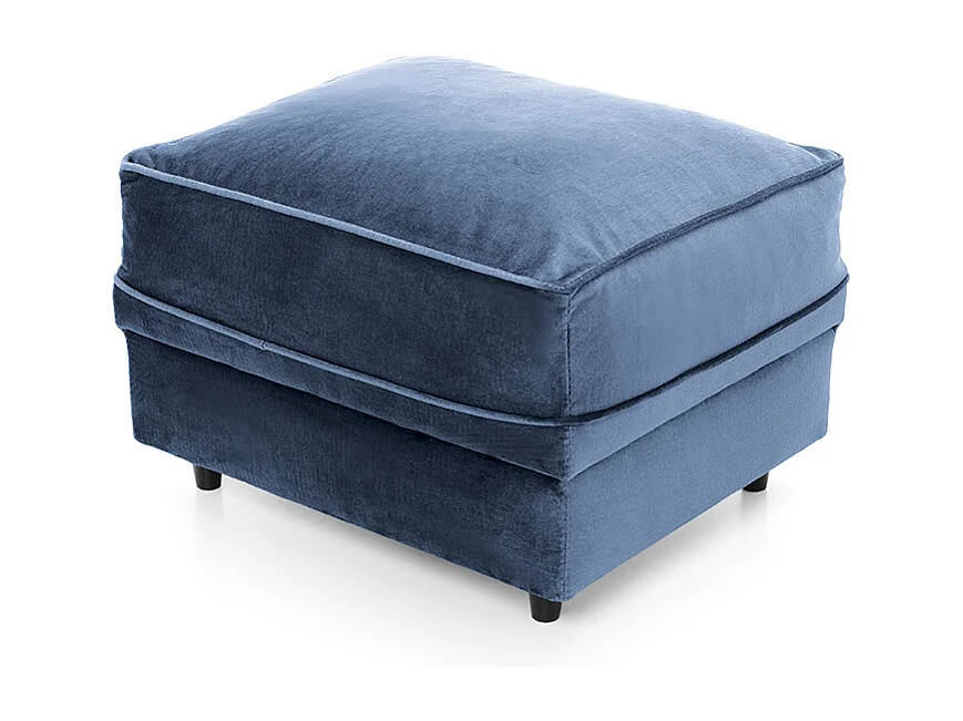 Chicago Velvet Footstool in Dark Blue