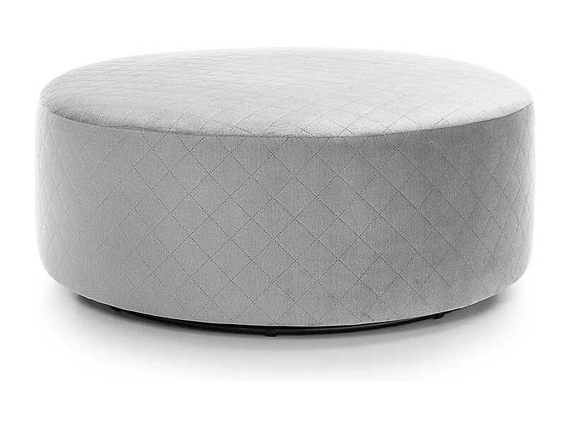 Chicago Velvet Large Quilted Swivel Footstool in Light Grey