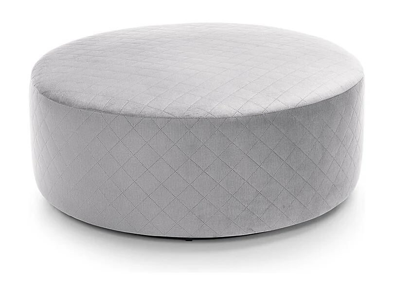 Chicago Velvet Large Quilted Swivel Footstool in Light Grey