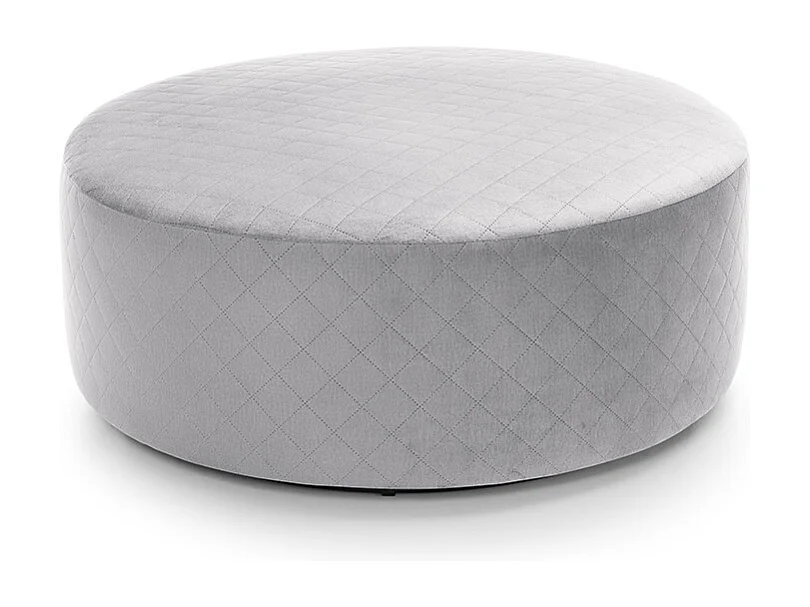 Chicago Velvet Large Quilted Swivel Footstool in Light Grey