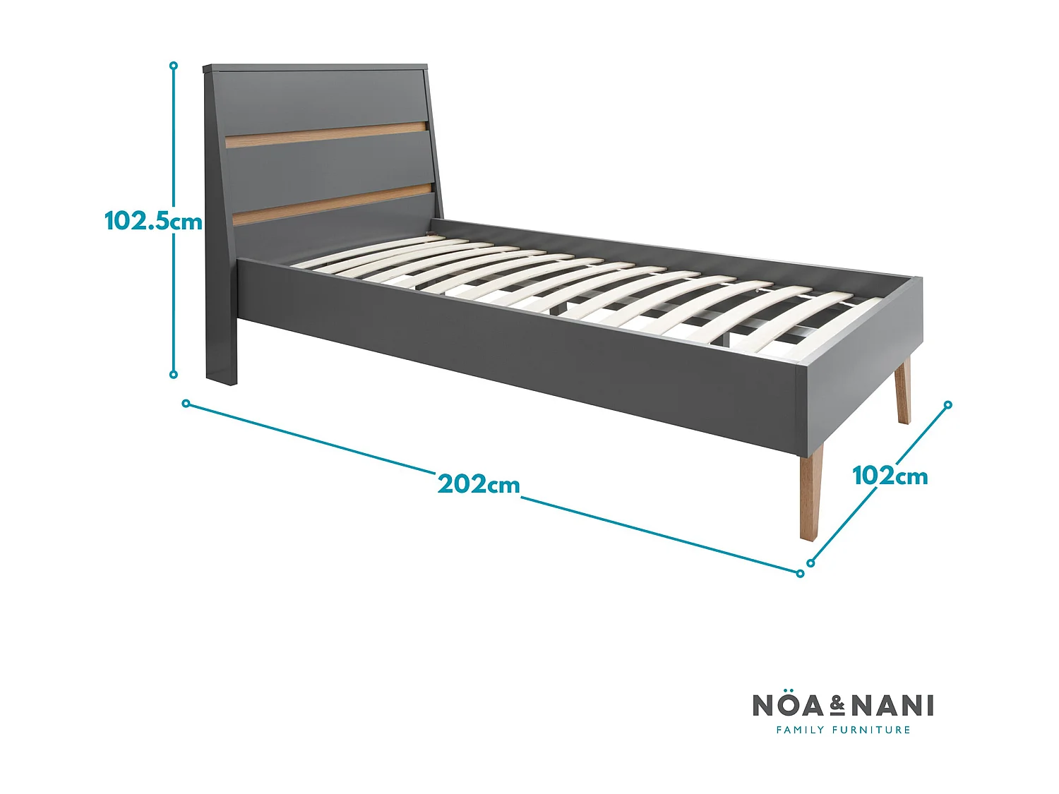 Noa & Nani Otto Single Bed Frame in Grey