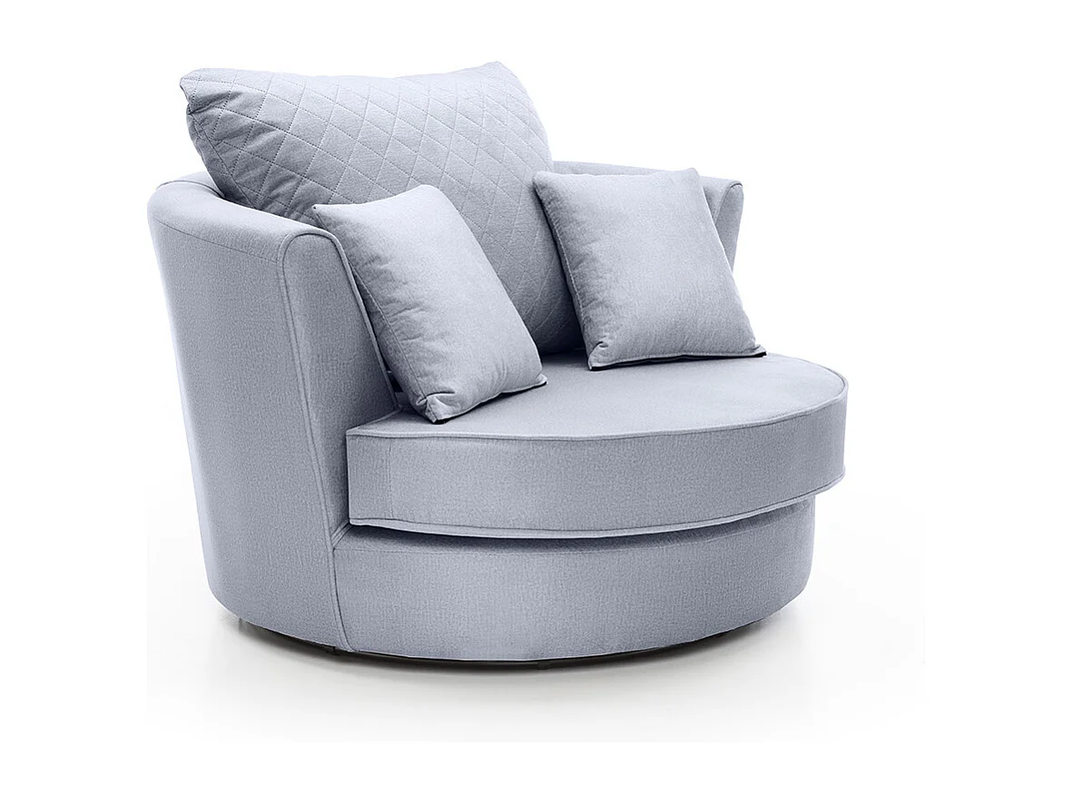 Chicago Velvet Swivel Chair in Silver Blue