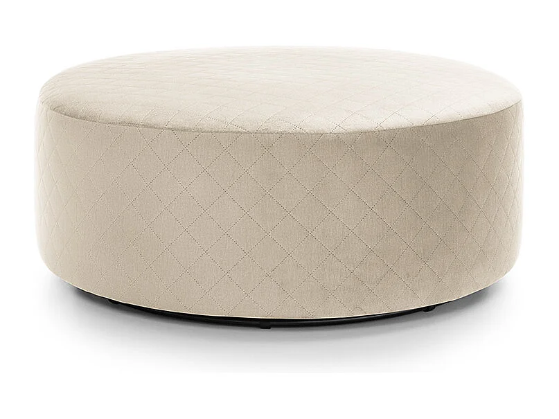 Chicago Velvet Large Quilted Swivel Footstool in Cream