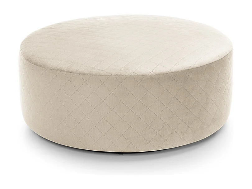 Chicago Velvet Large Quilted Swivel Footstool in Cream