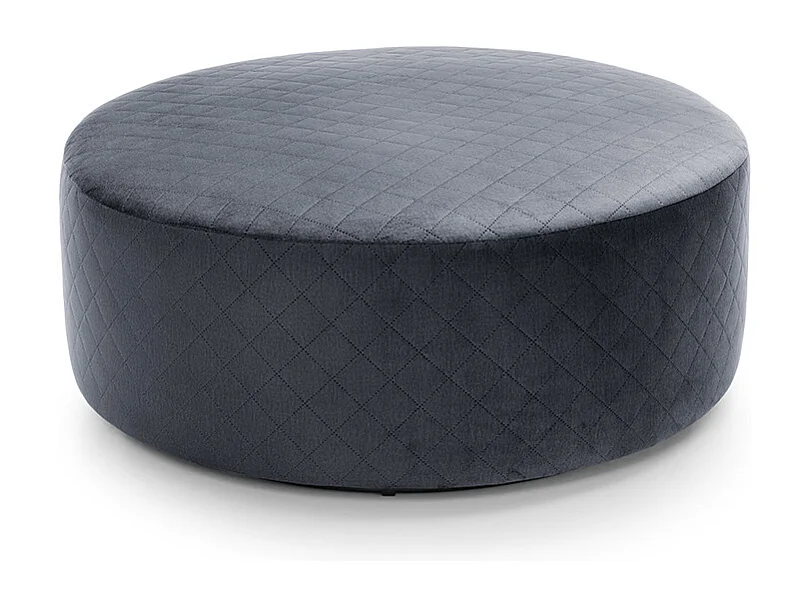 Chicago Velvet Large Quilted Swivel Footstool Chair in Dark Grey