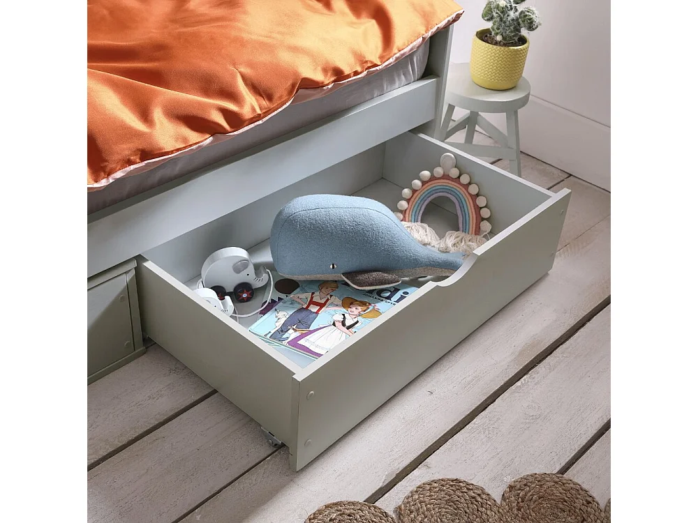 Noa & Nani Hampshire Single Bed Frame with Oda Drawers in Grey
