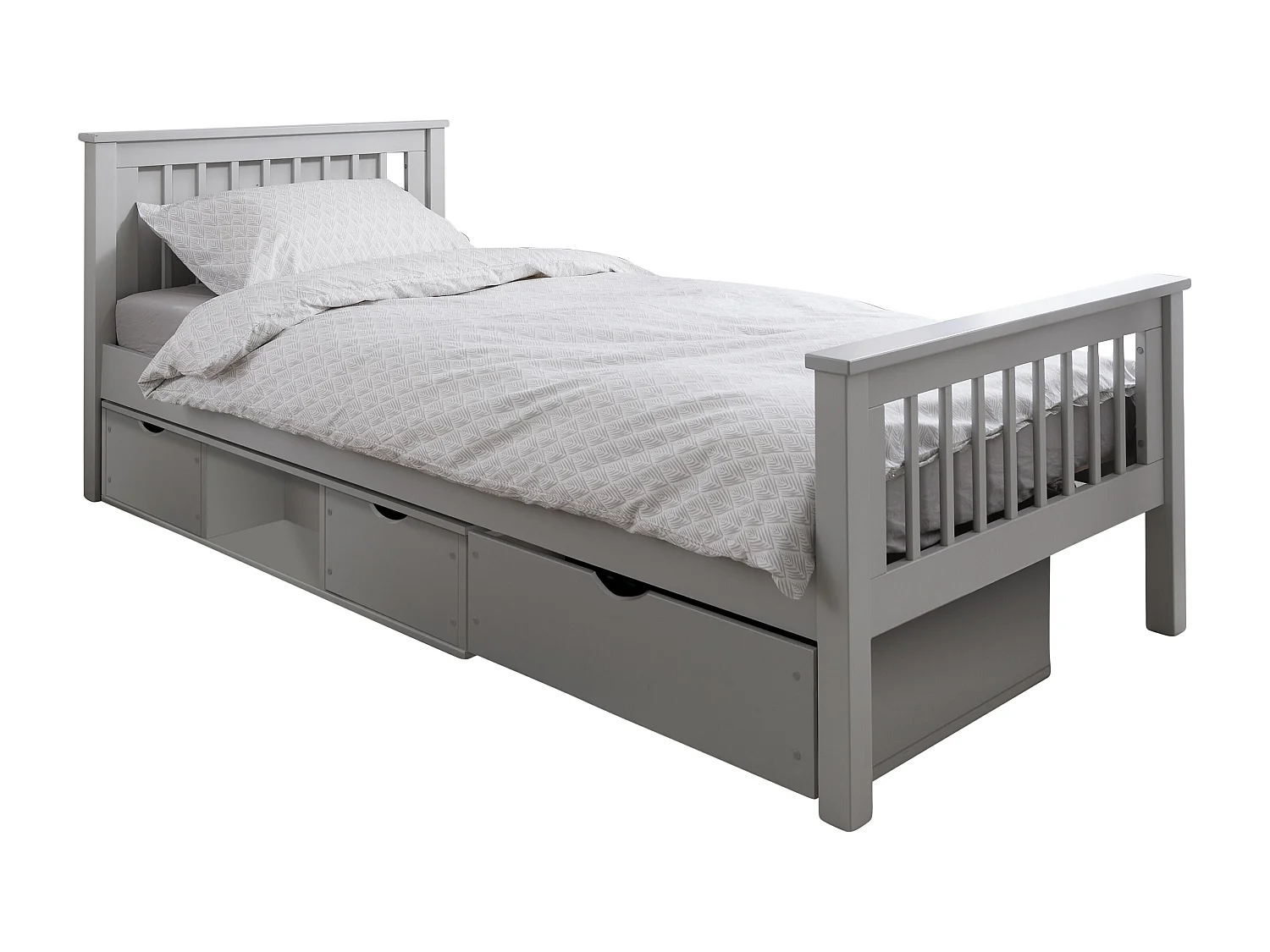 Noa & Nani Hampshire Single Bed Frame with Oda Drawers in Grey