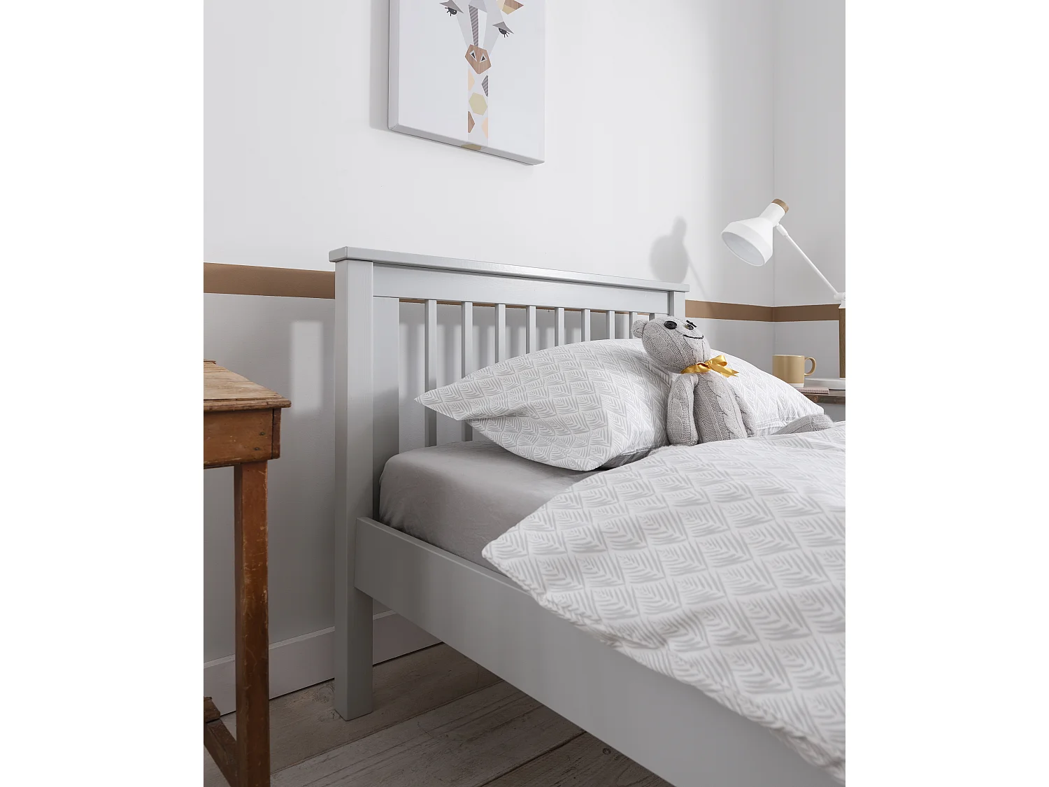Noa & Nani Hampshire Single Bed Frame with Oda Drawers in Grey