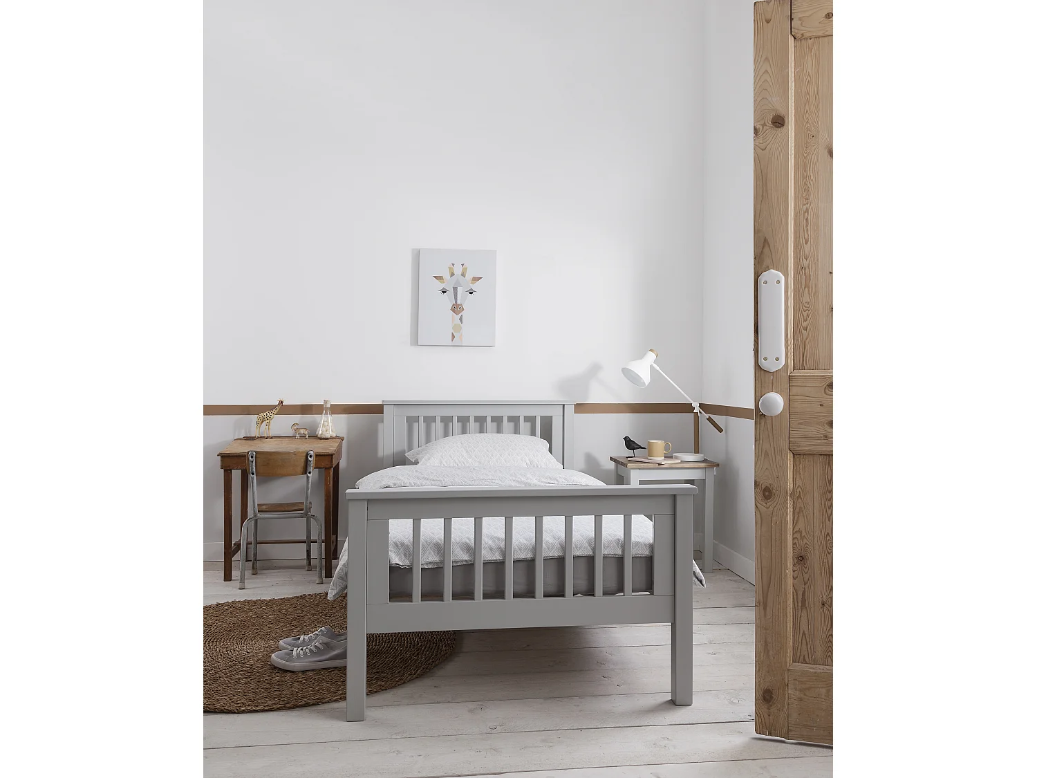 Noa & Nani Hampshire Single Bed Frame with Oda Drawers in Grey