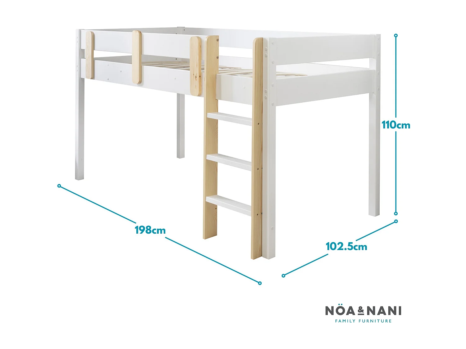 Noa & Nani Una Midsleeper Cabin Bed in White