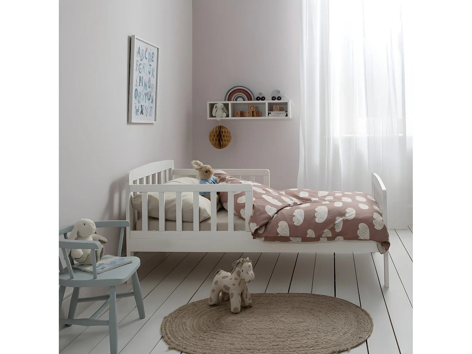 Noa & Nani Juni Toddler Bed Solid Wood in White