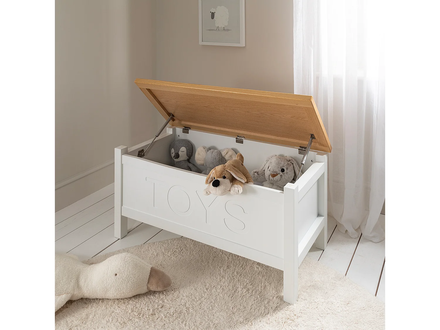 Noa & Nani Leines Toy Box Storage Chest in White & Oak