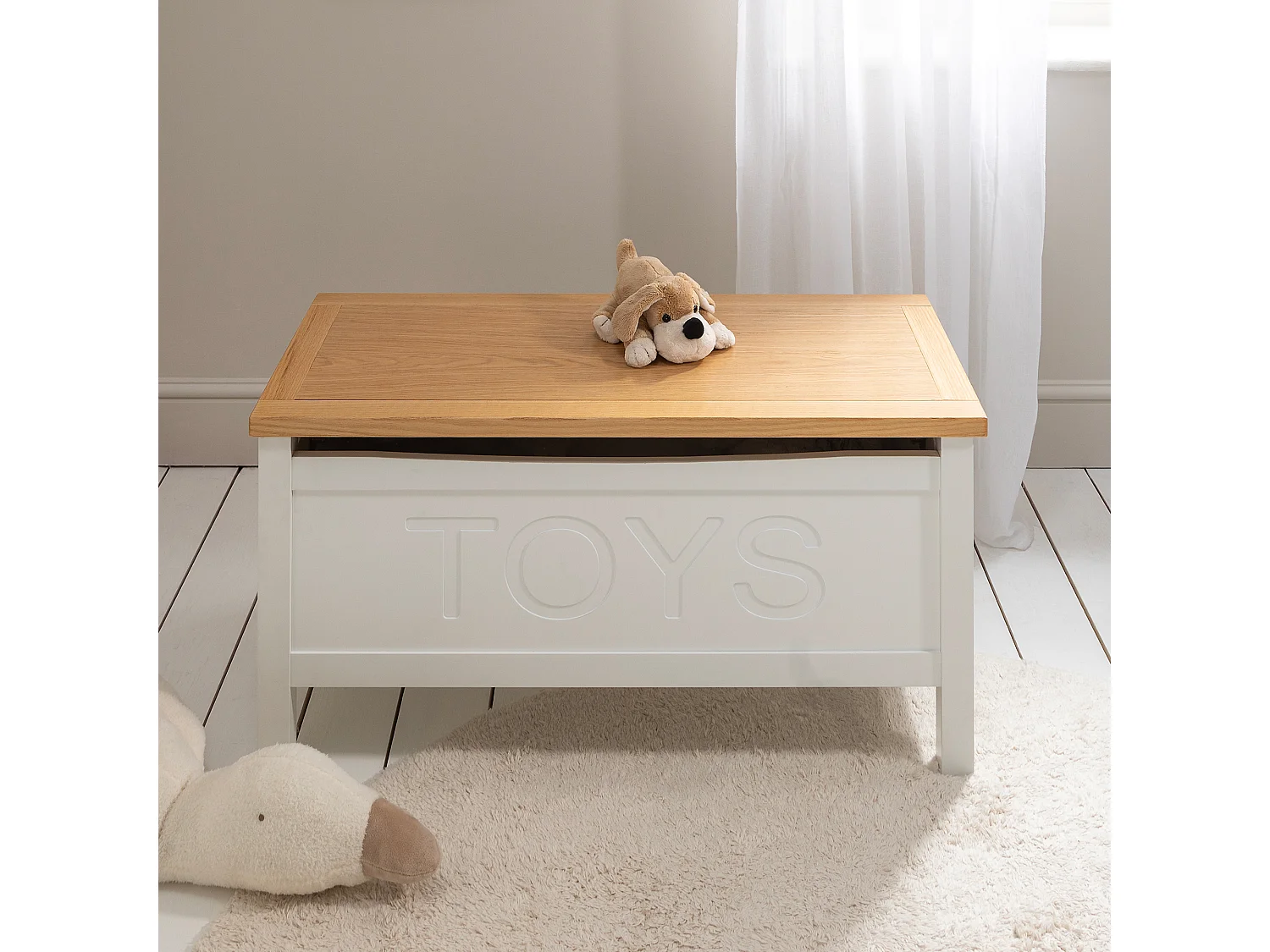 Noa & Nani Leines Toy Box Storage Chest in White & Oak
