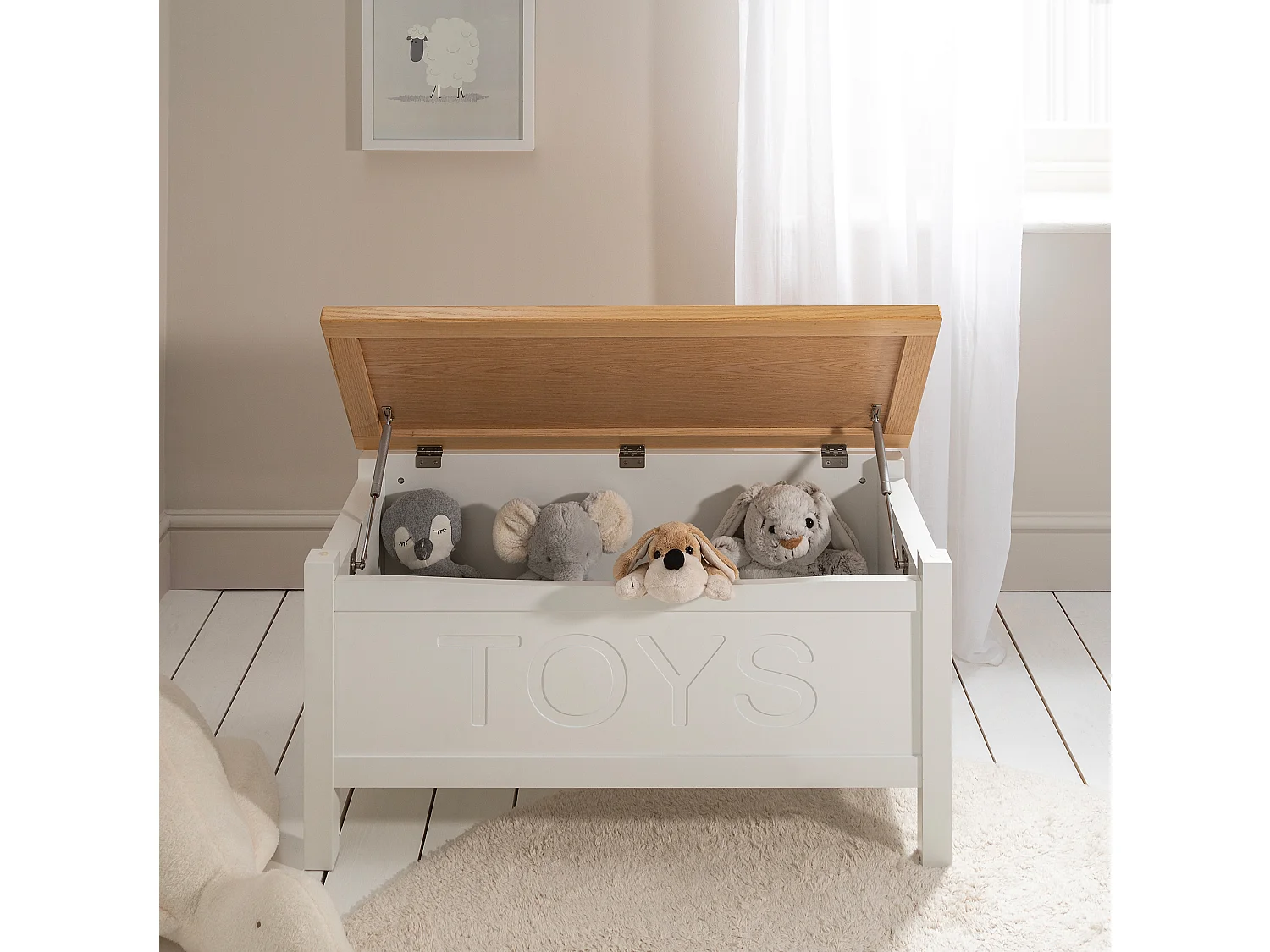 Noa & Nani Leines Toy Box Storage Chest in White & Oak