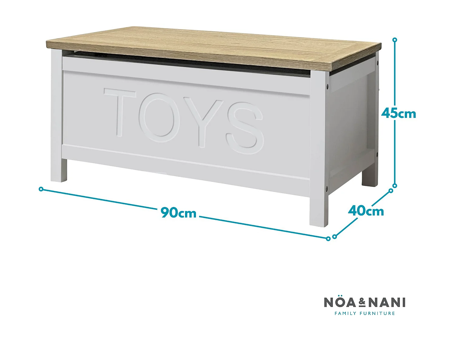 Noa & Nani Leines Toy Box Storage Chest in White & Oak