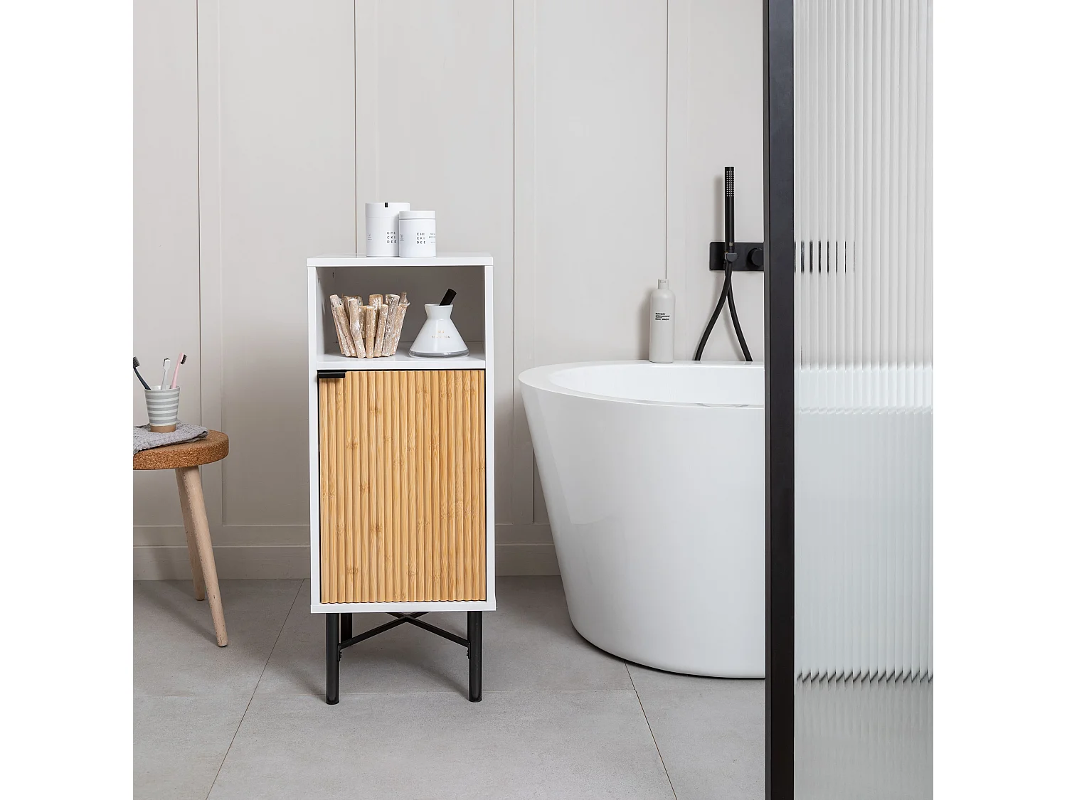 Rökstorp Single Door Bathroom Towel Cabinet in White