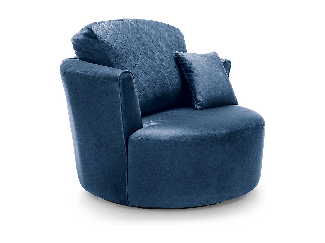 Chicago Velvet Swivel Chair in Dark Blue