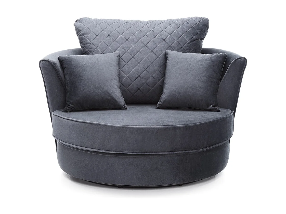 Chicago Velvet Swivel Chair in Dark Grey