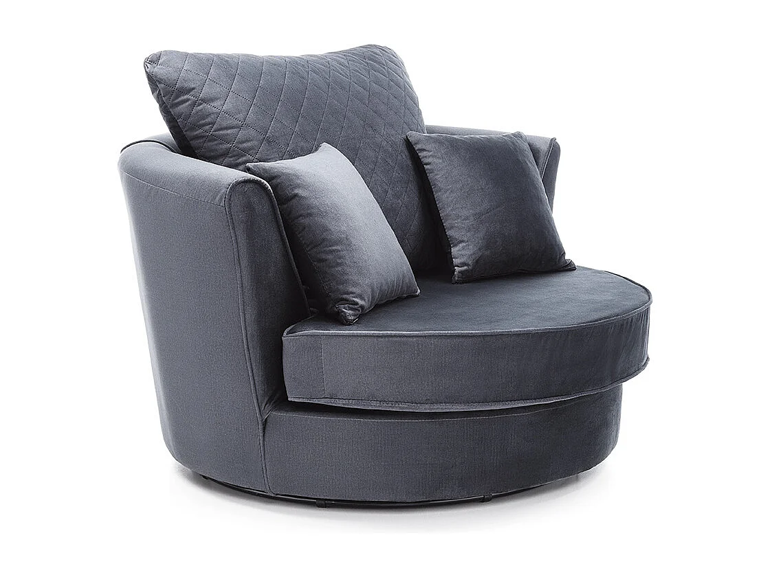 Chicago Velvet Swivel Chair in Dark Grey