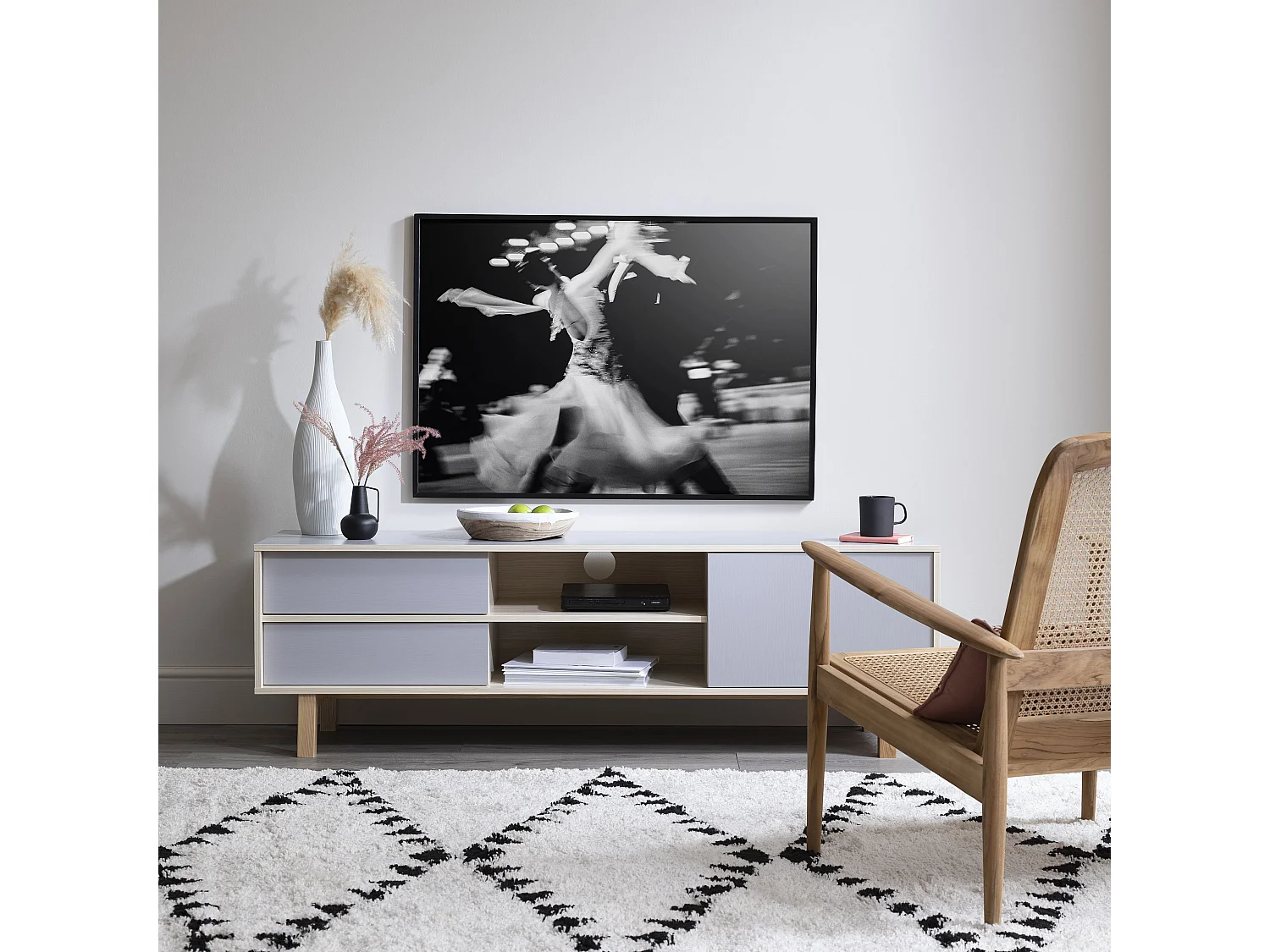Noa & Nani Järstorp TV Unit in Grey & Oak Finish