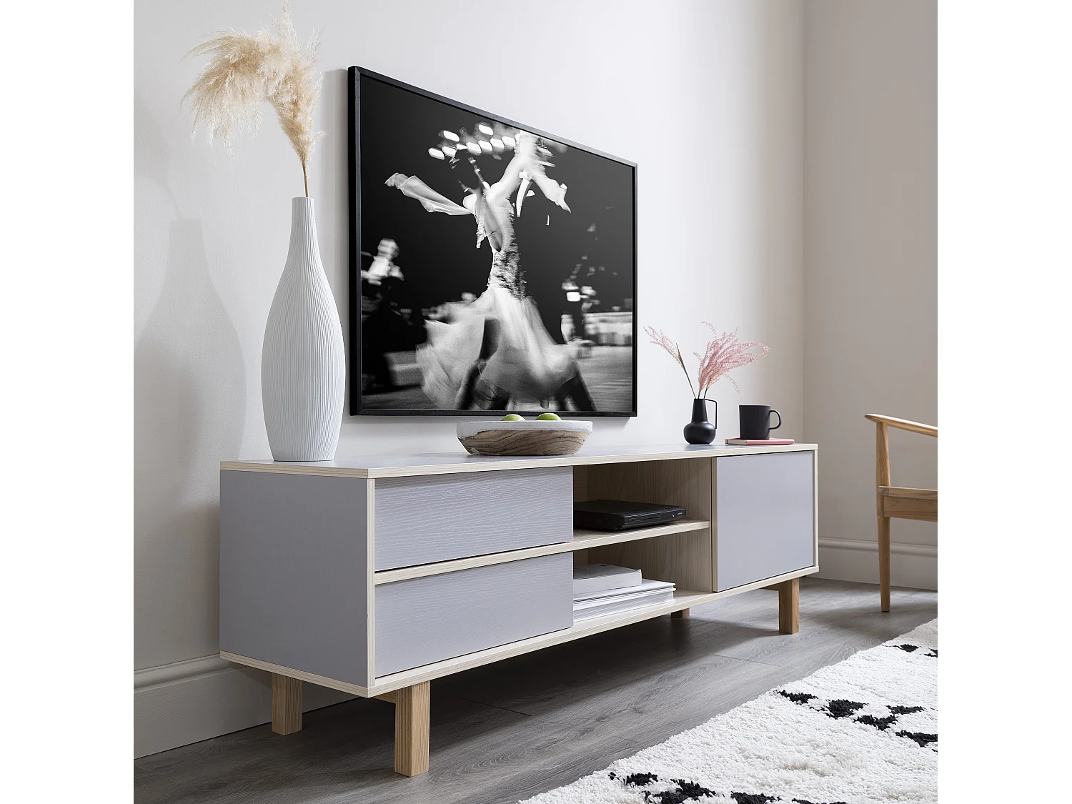 Noa & Nani Järstorp TV Unit in Grey & Oak Finish